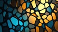Voronoi diagram background created with Generative AI. Colorful pattern with blue and yellow.