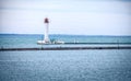 Vorontsovsky lighthouse near a pier in Odessa port