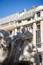 Huge statue of the Hungarian Poet Mihaly Vorosmarty in the main shopping area of the city. Royalty Free Stock Photo