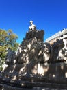 Huge statue of the Hungarian Poet Mihaly Vorosmarty in the main shopping area of the city.