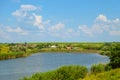 Vorskla river and Krapivnoe village in Belgorod region, Russia Royalty Free Stock Photo