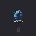 Vortex flat logo. Blue letter emblem. O monogram. Dynamic swirl. Royalty Free Stock Photo