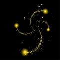 The vortex of golden sparkle particles