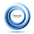 Vortex circular gradient banner. Abstract blue swirl circle frame isolated on transparent background. Vector.