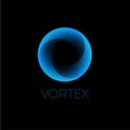 Vortex logo. Blue letter emblem. O monogram. Dynamic swirl.