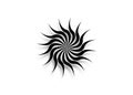 Vortex sign, wave and spiral icon vector template. Tattoo tribal Sun Black Circles in curves art logo symbol isolated on white Royalty Free Stock Photo