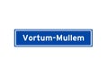 Vortum-Mullem isolated Dutch place name sign. City sign from the Netherlands. Royalty Free Stock Photo