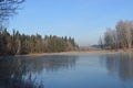 Vorya river under the ice in the estate Abramtsevo Moscow region