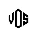 VOS letter logo design with polygon shape. VOS polygon and cube shape logo design. VOS hexagon vector logo template white and Royalty Free Stock Photo
