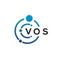 VOS letter technology logo design on white background. VOS creative initials letter IT logo concept. VOS letter design