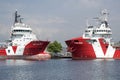 Platform-supply vessel VOS PRECIOUS and Subsea-support vessel VOS SHINE Royalty Free Stock Photo