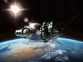 Voskhod 2 spacecraft at the Earth orbit. 3D Illustration. Royalty Free Stock Photo