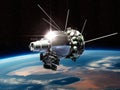 Voskhod 2 spacecraft at the Earth orbit. 3D Illustration. Royalty Free Stock Photo