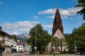 Voss parish church and a cityscape in the county of Vestland, Norway, Bergen