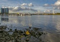 Vostochny Yacht Club on the banks of the Neva River in Rybatsky Royalty Free Stock Photo