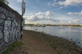 Vostochny Yacht Club on the banks of the Neva River in Rybatsky Royalty Free Stock Photo