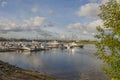 Vostochny Yacht Club on the banks of the Neva River in Rybatsky Royalty Free Stock Photo