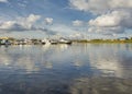 Vostochny Yacht Club on the banks of the Neva River in Rybatsky Royalty Free Stock Photo