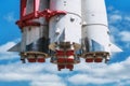 Vostok rocket engine nozzle at VDNKh - Moscow, Russia 05 24 2019 Royalty Free Stock Photo