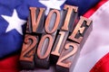 VOTE 2012 letters on American Flag Royalty Free Stock Photo