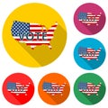 Vote American flag concept icon or logo, color set with long shadow Royalty Free Stock Photo