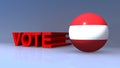 Vote with Austria flag on blue