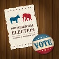 Vote badge button with donkey and elephant symbols political par