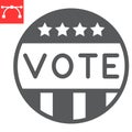 Vote badge glyph icon, election and democratic, vote button sign vector graphics, editable stroke solid icon, eps 10. Royalty Free Stock Photo