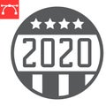 Vote badge 2020 glyph icon, election and democratic, vote button sign vector graphics, editable stroke solid icon, eps Royalty Free Stock Photo