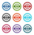 Vote badge icon flat round buttons set illustration design