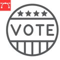 Vote badge line icon, election and democratic, vote button sign vector graphics, editable stroke linear icon, eps 10. Royalty Free Stock Photo
