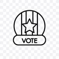 Vote badge for political elections vector linear icon isolated on transparent background, Vote badge for political elections trans Royalty Free Stock Photo