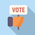 Vote banner hand icon flat vector. Report happy