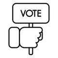 Vote banner hand icon outline vector. Report happy