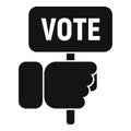 Vote banner hand icon simple vector. Report happy