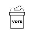 Vote box or ballot box icon isolated on white background . Outline icon