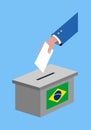 Vote for Brazil election with voting ballot and Brazilian flag