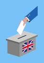 Vote for British election with voting ballot and United Kingdom flag