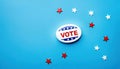 Vote button background with stars on blue with copy space Royalty Free Stock Photo