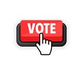 Vote button with cursor. Pointer click. Vector web button. Royalty Free Stock Photo