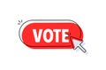 Vote button with cursor. Pointer click. Vector web button. Royalty Free Stock Photo