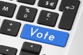 Vote button on laptop keyboard for online electronic election