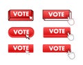 Vote Button with pointer clicking. Vote web buttons set. User interface element in flat style. Vector stock illustration Royalty Free Stock Photo