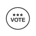 Vote button with three stars. Flat design. Time for elections.