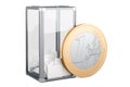 Vote buying concept. Election ballot box with euro coin, 3D rendering