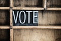 Vote Concept Metal Letterpress Word in Drawer