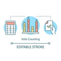 Vote counting concept icon. idea thin line illustration. Calculating election day results, extracting data from nation