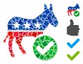 Vote democrat donkey Mosaic Icon of Uneven Elements