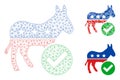 Vote Democrat Donkey Vector Mesh Wire Frame Model and Triangle Mosaic Icon