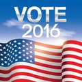 Vote design poster, banner for Presidential Election USA, American flag background